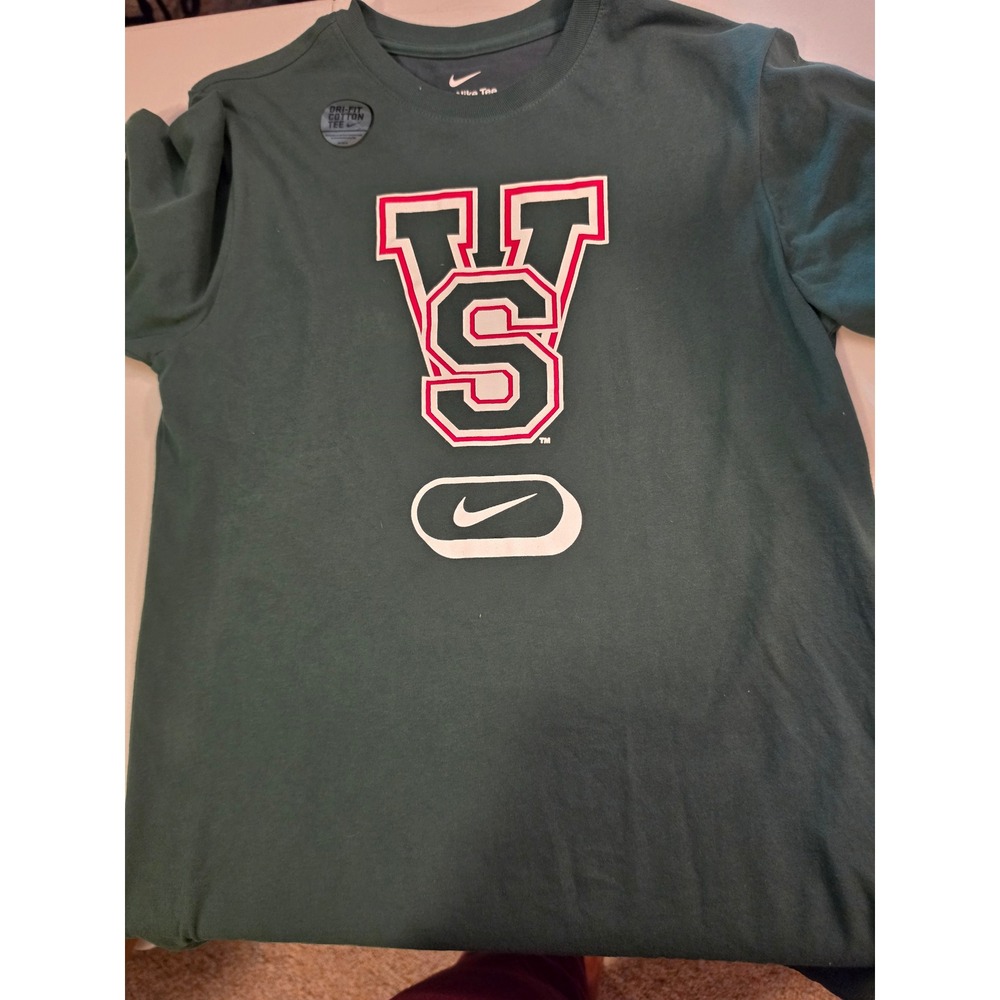 Nike Dri-FIT Cotton Tee Mens Small Green VS Graphic‎ Short Sleeve T-Shirt
